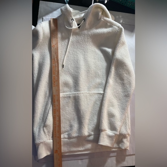 NWT Men’s Sherpa fuzzy cream soft pullover hoodie Small - Picture 2 of 9